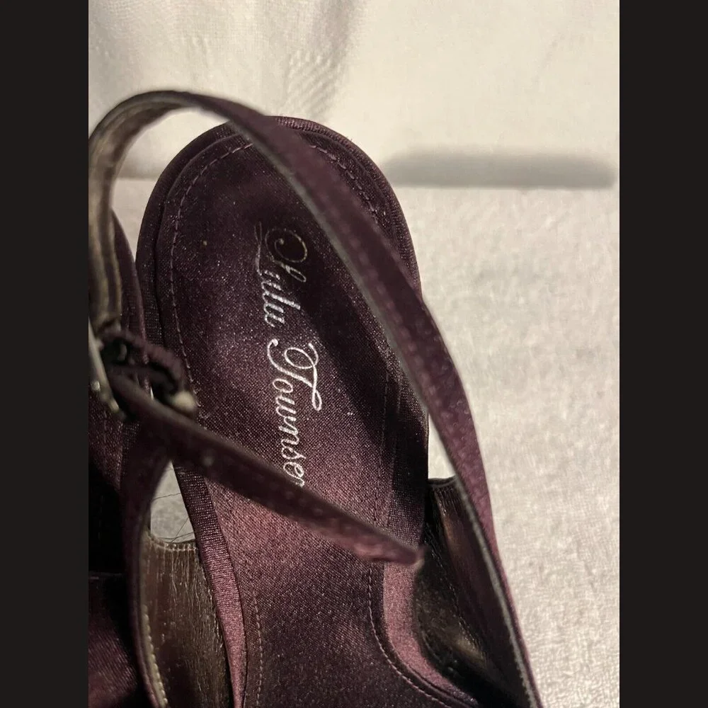 Lulu Townsend Valissa‎ Slingback Formal Burgundy Satin Buckle